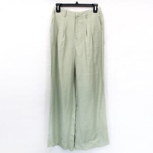 Bennar LA Linen Wide Leg Pants Sage Green Minimalist Summer Small High Waist